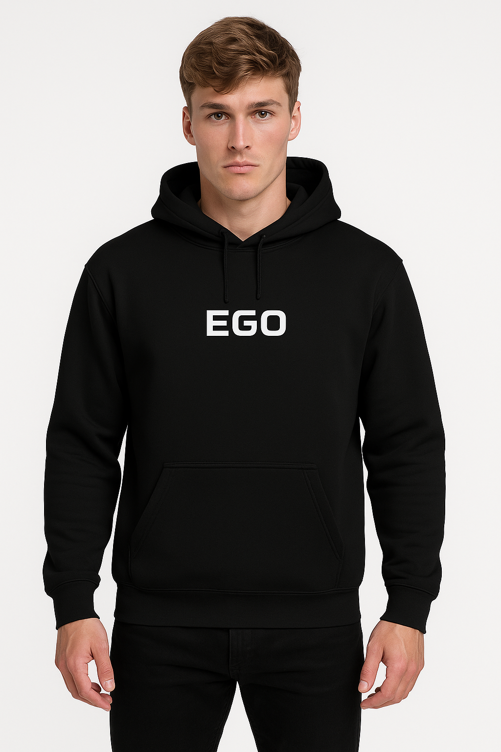 Sweat à capuche noir EGO